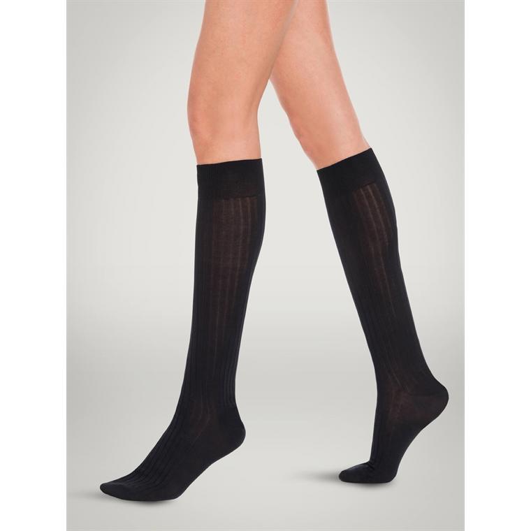 Wolford Luxury Cotton Rib Knee-Highs, Sort